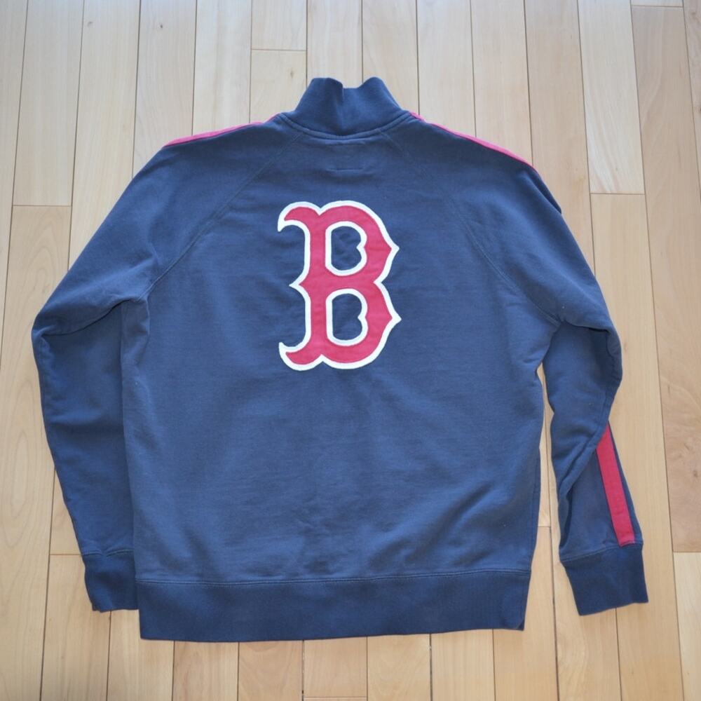 Vintage Y2K Forty Seven 47 MLB Red Sox Sweatshirt Full Zip Size XL Navy Blue - Picture 4 of 4